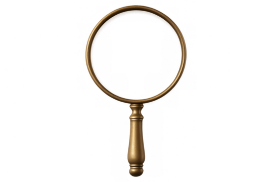 Classic golden magnifying glass isolated on a transparent background, perfect for adding a touch of elegance to any project - Powered by Adobe