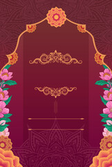 Elegant Floral Mandala Design  Burgundy & Gold Invitation Template