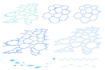 シンプルな波紋のイラストセット　あしらい