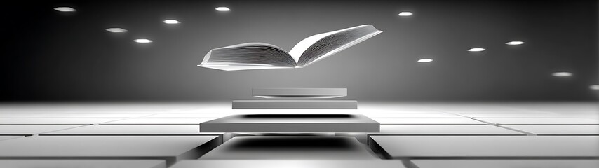 Open book floating on platform