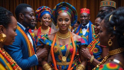 A radiant bride and her attendants embrace african cultural wedding traditions and beauty