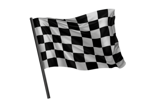 Two crossed checkered racing flag isolated on transparent background.