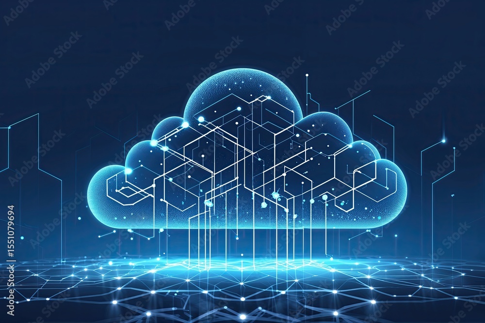 Aufkleber cloud computing trends abstract network graphics in modern blue design