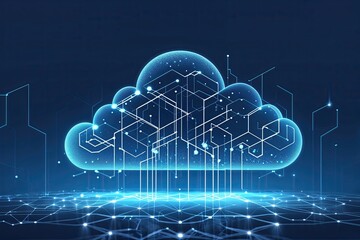 Fototapeta premium Cloud Computing Trends Abstract Network Graphics in Modern Blue Design