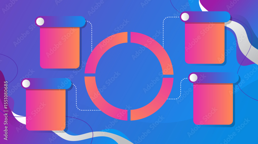 Aufkleber abstract circular flowchart diagram with colorful gradient boxes