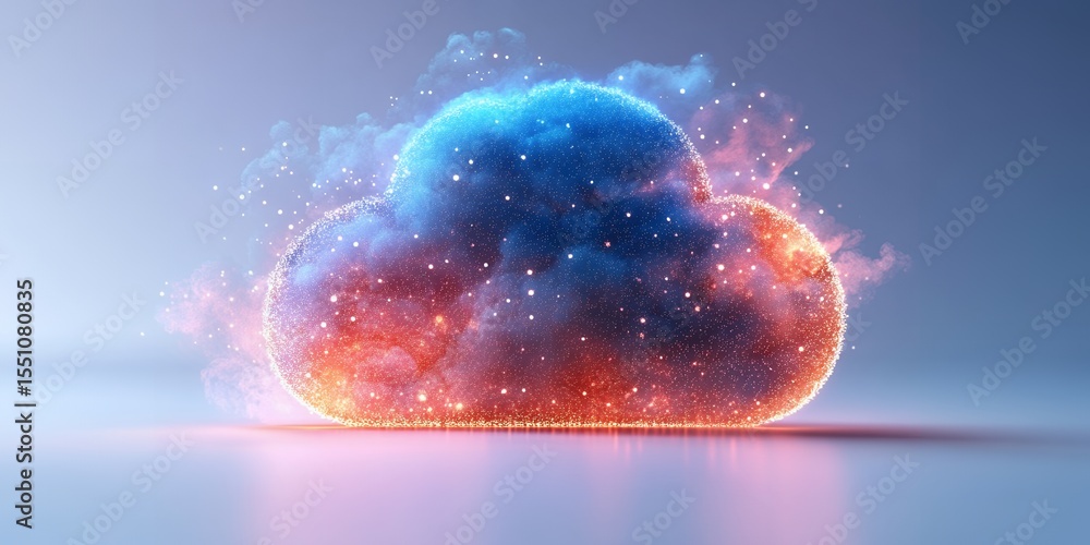 Poster abstract cloud computing concept digital technology network data