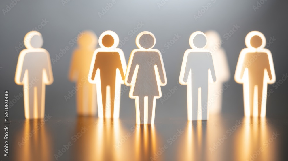Poster silhouetted figures representing diversity and unity in a creative composition.