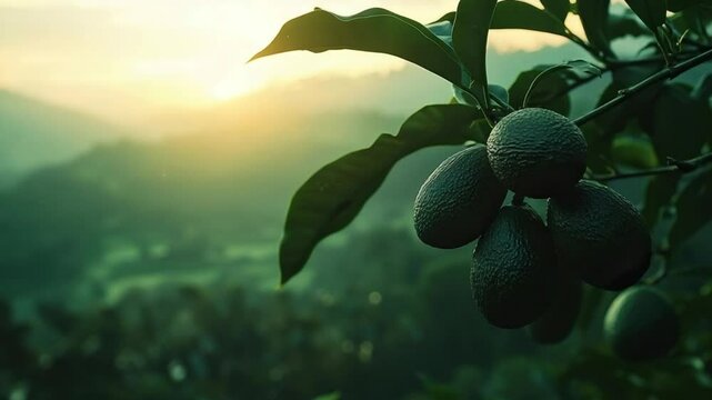 avocado on branch in coorg hills video