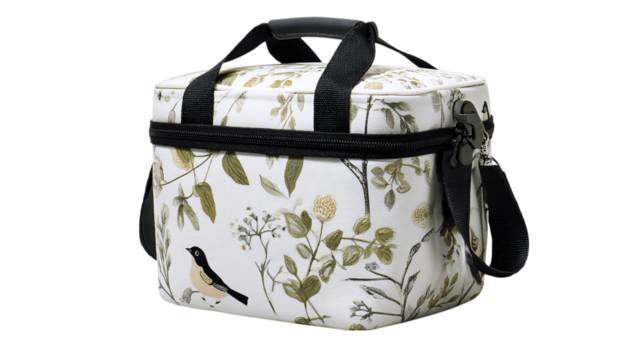 A custom thermal lunch carrier, white background --ar 16:9