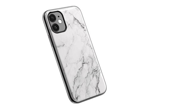 A custom transparent phone case, white background --ar 16:9
