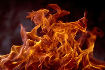 Fototapeta premium Dynamic closeup of orangeyellow fire with blurred background