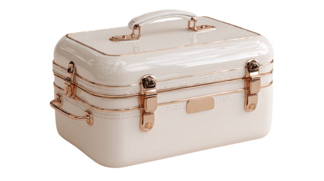 A elegant thermal lunch carrier, white background --ar 16:9