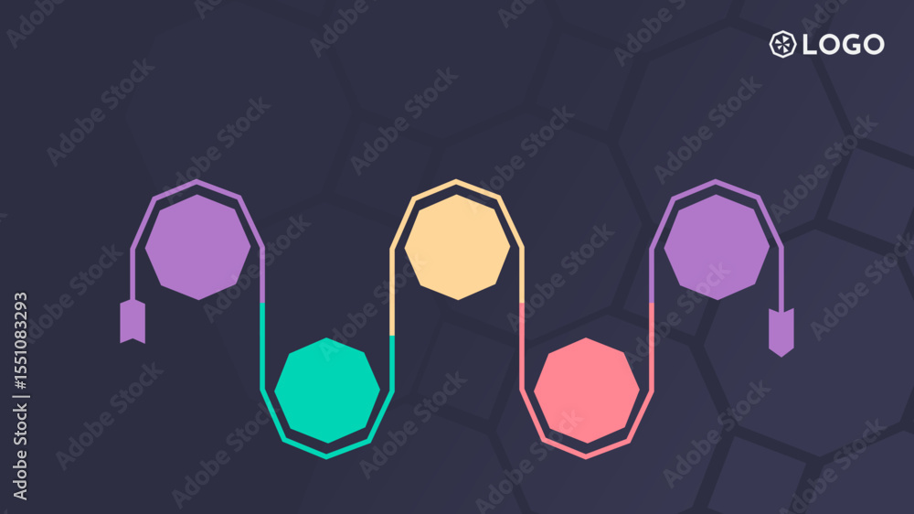Poster Abstract Hexagon Connection Flowchart Design Element