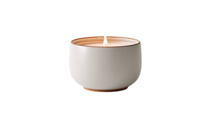 A ergonomic scented soy candle, white background --ar 16:9