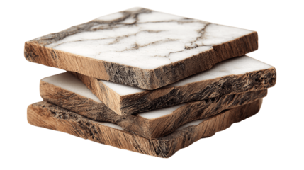 A ergonomic stone coaster set, white background --ar 16:9