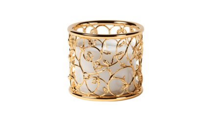A luxury metal candle holder, white background --ar 16:9