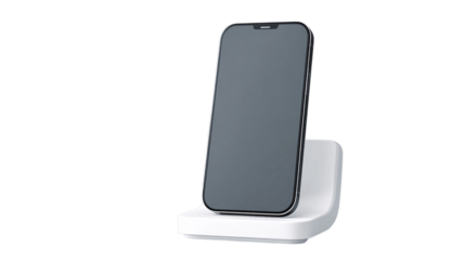A minimalist sleek phone stand, white background --ar 16:9