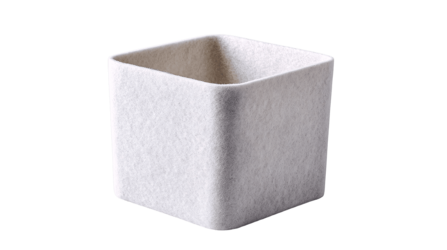 A minimalist felt storage bin, white background --ar 16:9