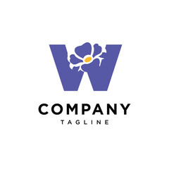 Letter W Primrose Flower Logo Icon Vector