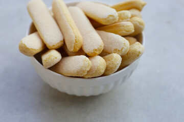 Sponge finger cookies, Italian savoiardi biscuit snack