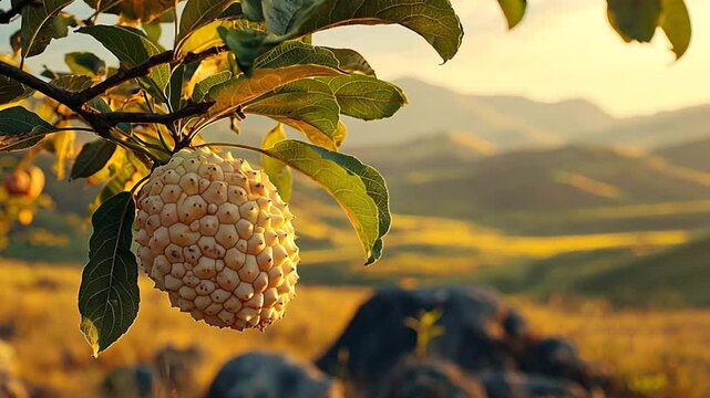 custard apple on branch in deccan plateau video