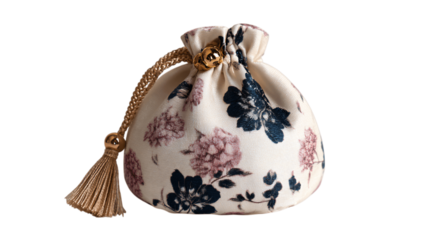 A refined fabric jewelry pouch, white background --ar 16:9