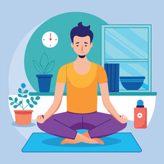 man doing yoga vector