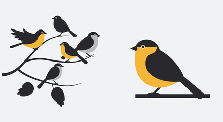 Whimsical Cartoon Birds – Colorful Stylized Avian Illustrations for Children’s Decor and Educational Projects