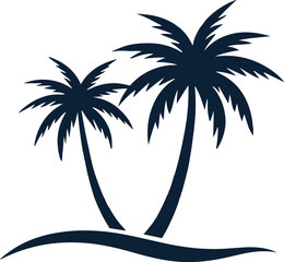 Tropical Serenity Two Palm Trees Stand on a Sandy Beach