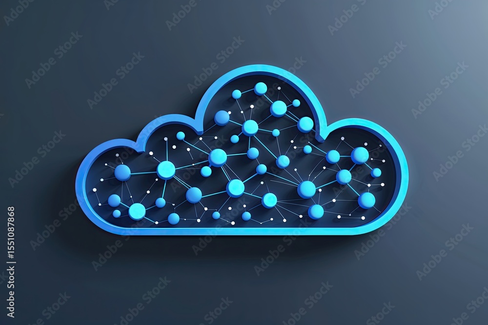 Poster modern cloud icon with interactive nodes for advanced technology solutions
