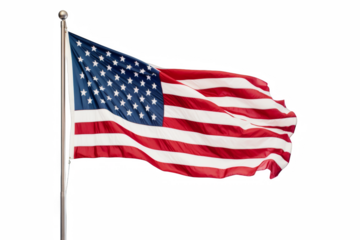 American Flag Waving on Flagpole – USA National Symbol