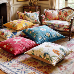 bed with pillows view