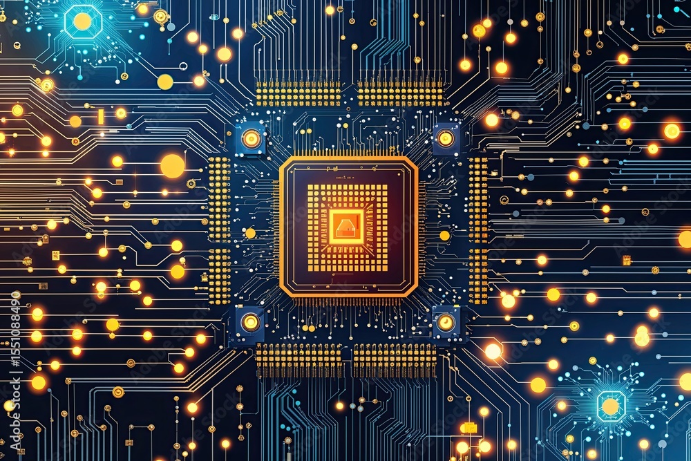 Poster innovative circuit layout background vector for quantum technology and modern computing