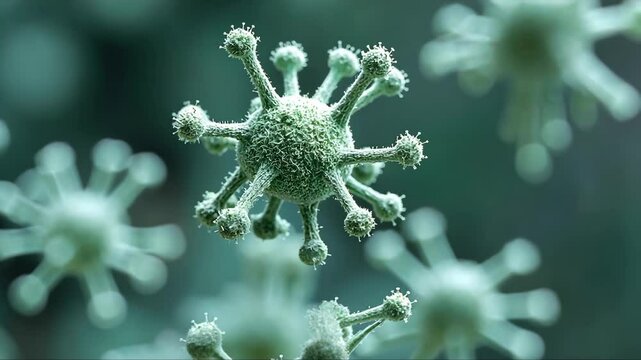 Molecules of candida auris fungal infection, macro virus.