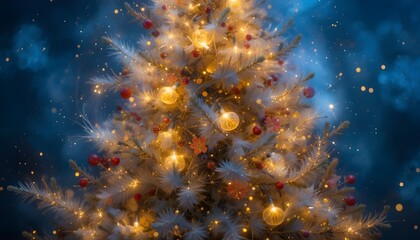 Glowing Christmas Tree Lights Creating a Warm and Festive Holiday Atmosphere
