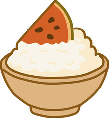 Watermelon Shaved Ice Illustration - Summer Dessert 수박빙수 일러스트 여름 디저트