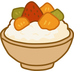 Fruit Shaved Ice Illustration - Colorful Summer Dessert 과일빙수 일러스트 여름 과일 디저트 