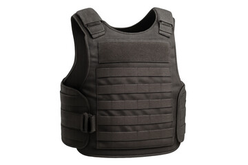 Empty modern body armor isolated on a transparent background, providing reliable ballistic protection for military and law enforcement use