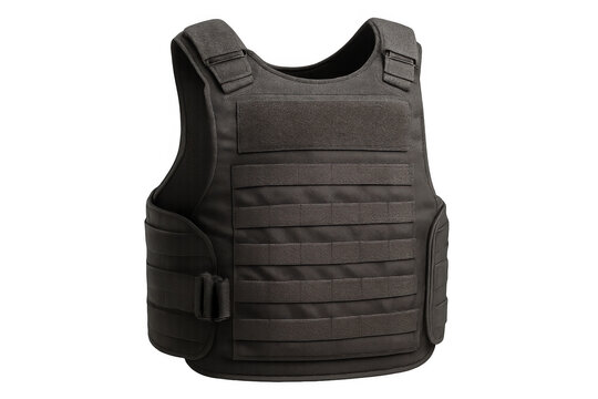 Empty modern body armor isolated on a transparent background, providing reliable ballistic protection for military and law enforcement use