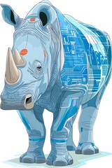 Cybernetic rhino, futuristic animal