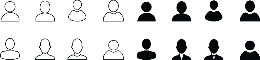 People Avatar Icon set - Profile Diverse Empty Faces for Social Network - vector abstract, For Mobile and Web as Profile, User, Social Media, Member, Communication, Avatar, Customer Support,