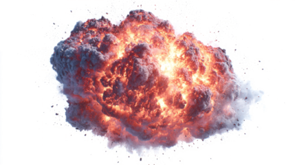 Meteor impact explosion in outer space minimal on white