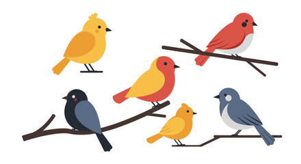 Whimsical Cartoon Birds – Colorful Stylized Avian Illustrations for Children’s Decor and Educational Projects