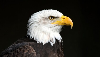 Obraz premium Magnificent Portrait of Bald Eagle displaying sharp focus and crisp detail, against black background