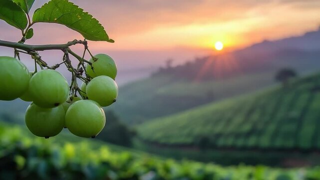 indian gooseberry on branch in tamil nadu hill 