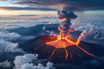 Breathtaking Aerial View of Kilauea Volcano in Hawaii Above the Clouds