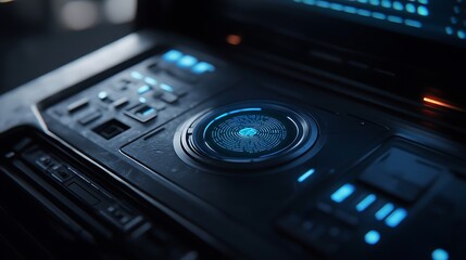 Futuristic Tech Interface: Close-up of a Sci-Fi Control Panel