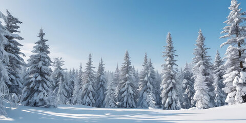 Fototapeta premium Tranquil Evergreen Forest in Winter Light