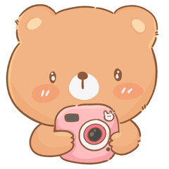 Cute Cartoon Bear Holding Camera 