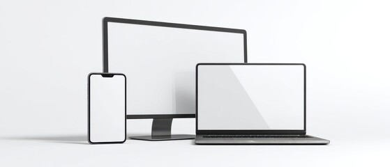 The modern workspace showcasing sleek digital devices with blank screens.